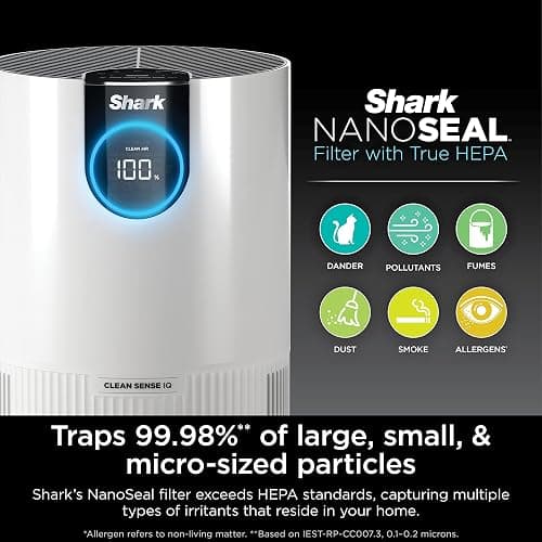 Shark Air Purifiers for Bedroom, Office, Dorm, Small Room, HEPA Air Filter, Odor Eliminator, Covers Up To 500 SQ FT, Air Filtration Removes Smoke, Dust, Allergens, Pet Dander, and Pollutants, HP102 - 500 sq. ft. thumbnail 8