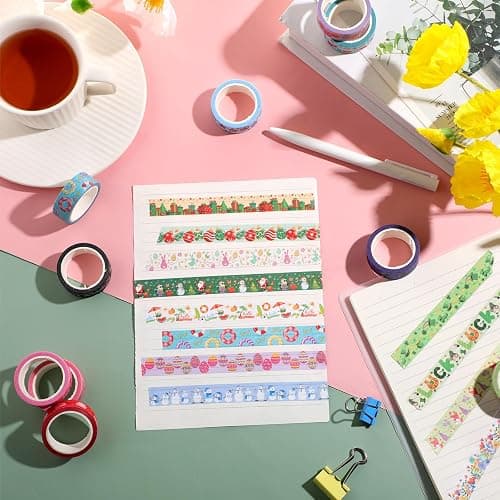 TaoBary 33 Rolls Holiday Plaid Washi Tape, 15 mm Seasonal Washi Tape Set Bohemian Colorful Vintage Cute for Card Wrapping Craft(Festive Style) thumbnail 5