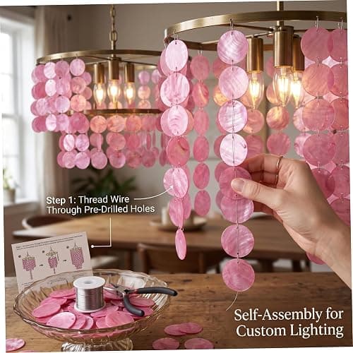 NewGtuizi 100pcs Capiz Shells Bulk, Natural Round Capiz Shells for Crafts, with Holes for Windchime, Lamp & Home Decor Style 1, Utilisation d'été thumbnail 5
