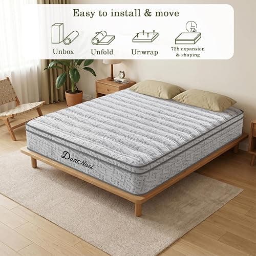 Queen Size Mattress, 12 Inch Gel Memory Foam/High Density Foam and Zone-Reinforced Pocketed Springs for Pressure Relief and Motion Isolation，Medium Firm Queen Mattresses, Queen Hybrid Mattress thumbnail 6
