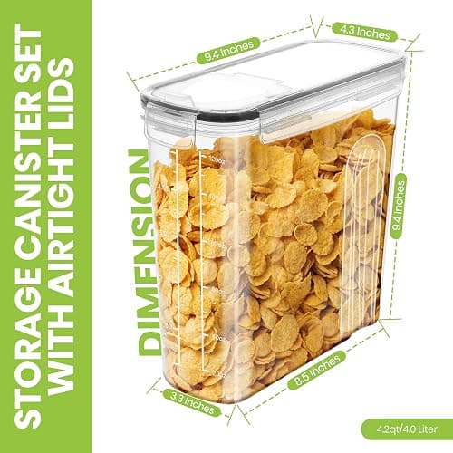 Utopia Kitchen Cereal Containers Storage Set – 3 Pack 4L(135.2 oz) Airtight Food Storage Containers with Lids, BPA-Free Cereal Dispensers for Pantry Organization and Storage (Clear) thumbnail 3