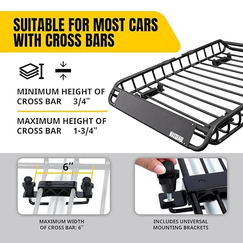 MAXXHAUL 70115 Universal Steel Roof Rack Car Top Cargo Carrier/Basket - 46" X 36" X 4-1/2" - 150 lb Capacity, Black thumbnail 6