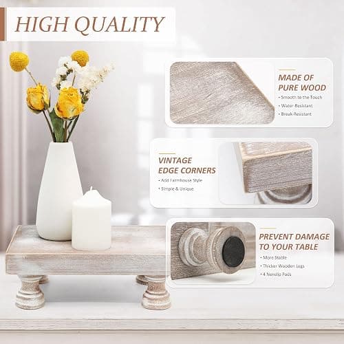 EOSAHR Farmhouse Riser for Room Decor : Decorative Pedestal Stand For Display Your Home Decorations and Uniquely Soap Stand - Rustic Bathroom Counter Tray and Kitchen Decor (Natural Wood) thumbnail 8