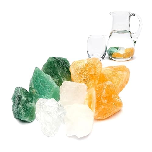 PURAJA Wasserstein Mischung Kraft & Mut | Premium Heilsteine Set aus echten Edelsteinen: Bergkristall, Orangencalcit, Aventurin | 100% natürliche Kristalle - Image 1