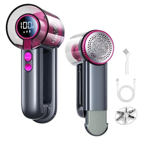 DRFLASH 2-in-1 Fabric Shaver Rechargeable - 3 Speeds Lint Remover with Digital LED Display & Type-C Fast Charging Port, Electric Sweater Defuzzer for Clothes, Furniture, Couch, Blanket - Image 1