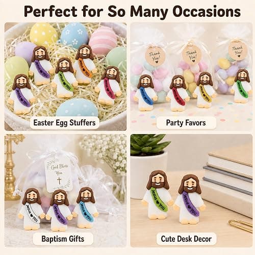 54 Pack Little Jesus Figurines in Bulk, Pocket Jesus Loves You, Jesus Small Figures, Little Tiny Jesus Figures for Church Christmas Party Favors Baptism Gifts Religious Gifts for Easter Egg Stuffers thumbnail 9