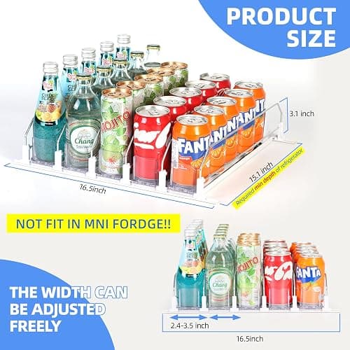 GlintFy Drink Organizer for Fridge,Soda Can Dispenser for Refrigerator,Upgraded 5 Row Fridge Drink Organize,Drink Pusher for Fridge,Automatic Refrigerator Drink Organize for Fridge Holds up to 25 Cans thumbnail 3