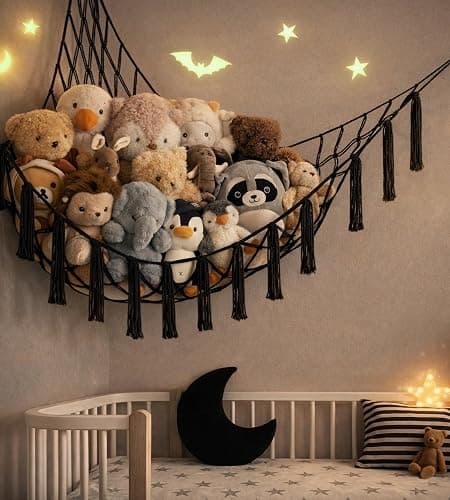Stuffed Animal Storage Hammock or Net Corner - Large Toy Hammock Net for Stuffed Animals Room Decor - Cute Stuff Animal Organizer Plush Holder - Kids Baby Nursery Essentials Wall Bedroom Home Decor thumbnail 2