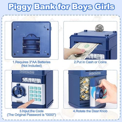 Refasy Piggy Bank Cash Coin Can ATM Bank Electronic Coin Money Bank for Kids Age 3-12, Money Savings Box Mini ATM Coin Bank Toys Gifts for 3 4 5 6 7 8 9 10 11 12 Year Old Boys Girls thumbnail 4