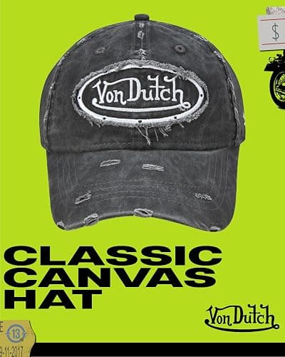 Von Dutch Men & Womens Baseball Caps - Breathable Adjustable Snapback Soft Cotton Canvas Curved Brim Vintage Hat thumbnail 2