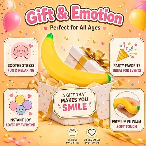 Giant Banana Squishy 18 Inch, Jumbo Slow Rising Fidget Toy for Adults and Teens, Soft Stretchy Fake Fruit Banana Stress Relief Squeeze Ball for Tension, Focus, Party Favors (Big Banana) thumbnail 7