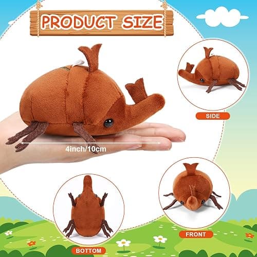 Meooeck 6 Pieces Simulation Beetle Plush Toy 4 Inch Small Beetle Stuffed Animal with Bead Chain Hanging Insect Plush Stuffed Soft Crustaceans for Boys Girls Birthday Animal thumbnail 3
