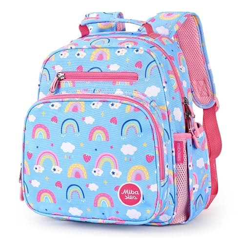 mibasies Toddler Backpack for Girls 2-4: Preschool Kindergarten Backpack - Cute Kids Backpacks for Girls - Rainbow Blue - Image 1