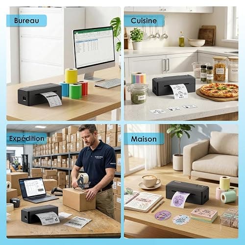 KNAON Imprimante d'étiquettes Bluetooth DHL 4 x 6 - Imprimante d'étiquettes d'expédition - Imprimante thermique pour Etsy, Shopify, Amazon - Noir thumbnail 9