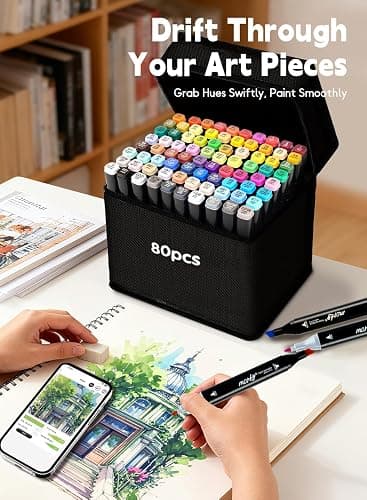 AEDAGA 120 Colours Alcohol Markers with Free App Dual Tip Alcohol Pens | Chisel and Fine Tip | Non-Toxic | Fast-Drying| Blendable | Colouring Pens for Adults, Anime, Manga,Drawing, Sketching thumbnail 6