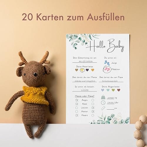 20 Ratespielkarten für Babypartys - Babyparty Spiele für Gender-Reveal-Party und Babyshower, Tippkarten für Baby Mädchen und Jungen 20 Stück (Eukalyptus) - Eukalyptus - 20 Karten thumbnail 3