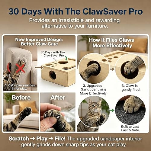 Clawsaver Box for Cats, Cat Clawsaver, Rufftopia Cat Claw Saver, Cat Toys for Indoor Cats - Nail File Box with Interactive Cat Toys, Cat Puzzle Feeder Scratch Puzzle Toy for Indoor Cats (Set-B) thumbnail 4