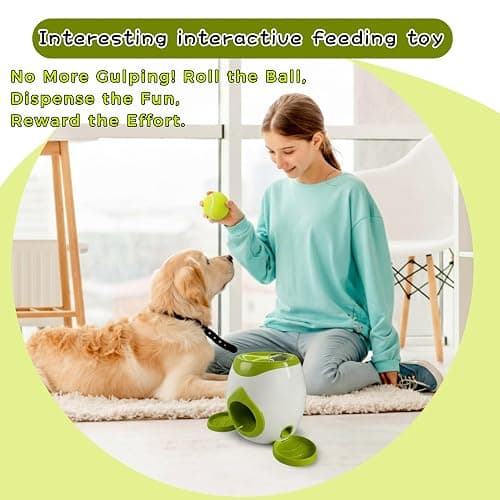 ABULL Interactive Dog Puzzle Toy - Drop The Ball to Get Treats, 2-in-1 Treat Dispenser & Slow Feeder for Healthy Eating, Keep Them Busy and Stop Boredom, Fun and Durable for All Breed (Green) thumbnail 8