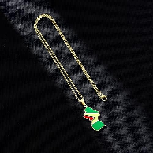 WISHNYMPH Vintage Guyana Map Pendant Necklace Stainless Steel Country Outline Charm Necklace Jewelry thumbnail 4