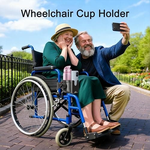 Guiseapue Cup Holder for Walker, Wheelchair Cup Holder with Phone Holder, Rollator Accessories for Seniors & Adults, Drink Holder for Rolling Walker, Wheelchair, Bike, Mobility Scooter, Stroller thumbnail 5