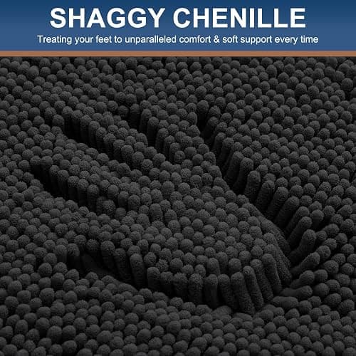 Smiry Luxury Chenille Bathroom Rugs 30x20, Extra Soft and Absorbent Shaggy Bath Mat, Machine Washable, Non-Slip Plush Carpet Runner for Tub, Shower, and Floor, Home Decor Accessories, Black thumbnail 3