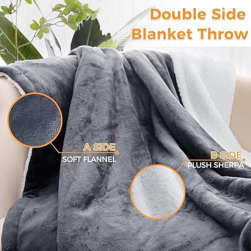 PROALLER Heated Blanket Electric Blanket Grey 50x60in, 10 Levels &1-9H Timer Auto-Off, Machine Washable, Soft Flannel Sherpa Full Body Warming, Sofa Bed Office Use, Heating Blanket thumbnail 2