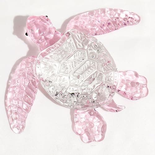 Movdyka Crystal Pink Sea Turtle Decor Gifts for Women, Sea Turtles Statue Blown Art Glass Animals Sculpture Collection Figurine Home Decor, Paperweight Birthday Present for Best Frien - Image 1
