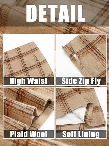 WIFFGO Womens Plaid Skirt 2025 Fall Dress Winter High Waisted Mini Wool Bodycon Pencil A line Dresses Outifts thumbnail 4