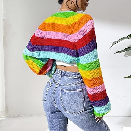 Durio Open Front Long Sleeve Cropped Cardigan - Y2K Drop Shoulder Bolero Shrug Fall Fashion 2026 thumbnail 2