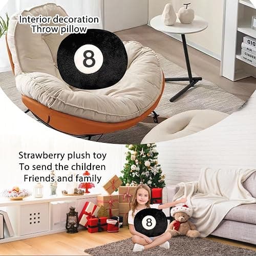 AUCOOMA Billiard Pillow, 13.7" 8 Ball Pillow Plush Cushion, Fluffy Decorative Soft Creative Sport Stuffed Animal Toys Cuddle Gift Black thumbnail 5