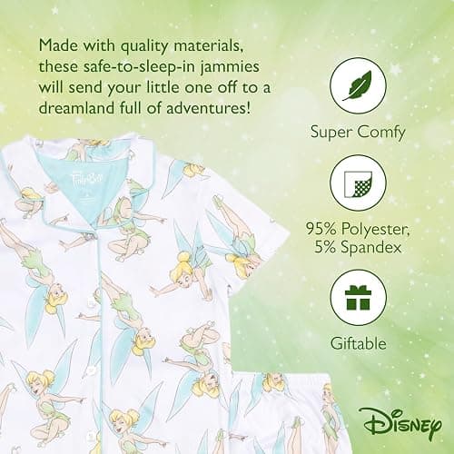 Disney Minnie Mouse Girls' 2-Piece Loose-fit Button Down Matching Pajama Set, Soft & Cute for Kids thumbnail 5