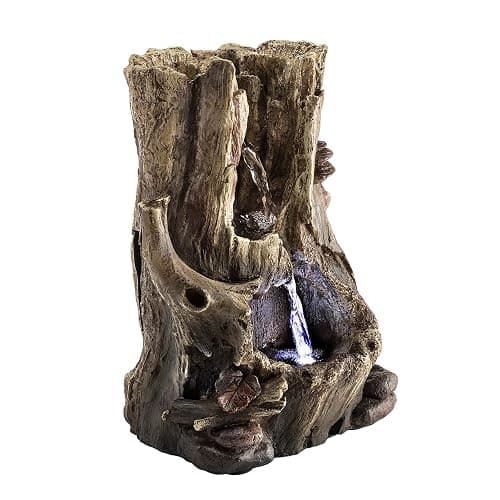 Alpine Corporation WIN326 Indoor Tabletop Light-Up Tiered Rainforest Tree Trunk Water Fountain with LED Lights, 11", Brown thumbnail 7