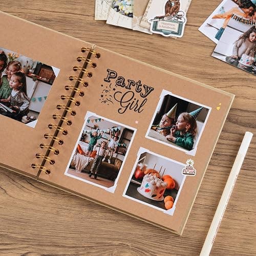 potricher 7 x 7 Inch DIY Scrapbook Album 40 Pages Hardcover Kraft Paper Scrap Book Photo Albums Memory Book for Wedding and Anniversary Family (Yellow, 7 Inch) thumbnail 2