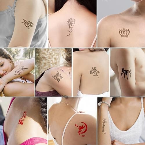 Temporary Tattoo Markers for Skin Paint Pens Kit, 3 Body Markers+ 63 Tattoo Stencils Kit, Flexible Brush Tip, Skin Safe for Art Projects, Drawing (3 Colors-A) - 3 Colors-A thumbnail 4