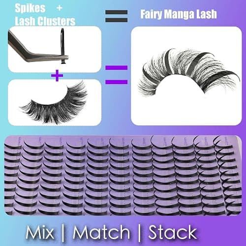 DAODER Lash Clusters, Spiky Fairy Eyelash Clusters 14-22MM Long Cluster Eyelash Extensions Wet-Look for Manga Anime or Hybrid Lash Extension Look D Curl DIY At Home Easy Use 280pcs thumbnail 5