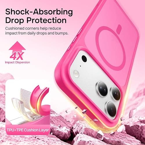 SuydanBox Magnetic & Translucent for iPhone 17 Pro Max Case Hot Pink | Fit for MagSafe, Military Grade Drop Protection,Slim Translucent Cover Shockproof Protective Phone Case for iPhone 17 Pro Max thumbnail 4