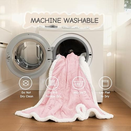 Electric Heated Blanket Throw Size 50"x60", Soft Flannel with Overheat Protection, 6 Adjustable Heat Settings & 3-Hour Auto-Off Timer, Fast Heating for Winter Comfort, Pink thumbnail 8