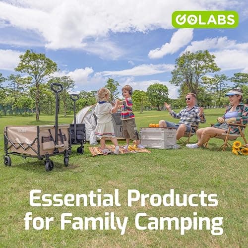Golabs Collapsible Wagon Cart Max 350lb Load & Expandable Storage 100L, Double Bearing Design for Flexible Steering, Foldable Heavy Duty Garden Cart with 2 Cup Holders for Groceries, Garden & Camping thumbnail 8