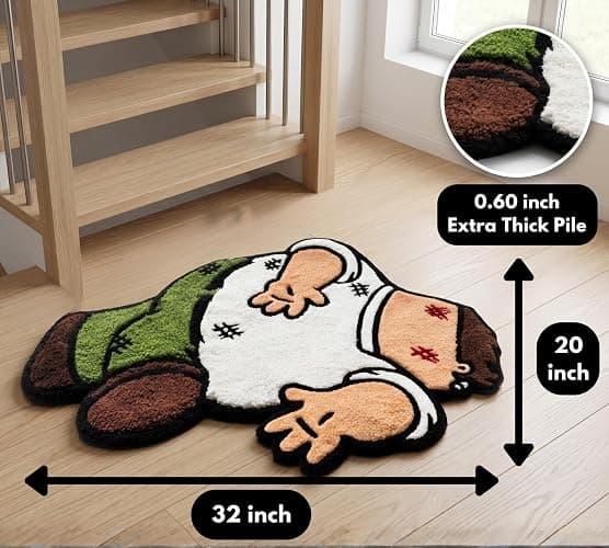 Cartoon Rug for Bedroom - Peter Griffin Rug - Cool Rugs for Men - Character Hypebeast 3D Funny Carpet for Living Room - Tufted Rug 32 * 20 Inches (80cm) - Graphic Rugs for Home Decor Area Rug thumbnail 2