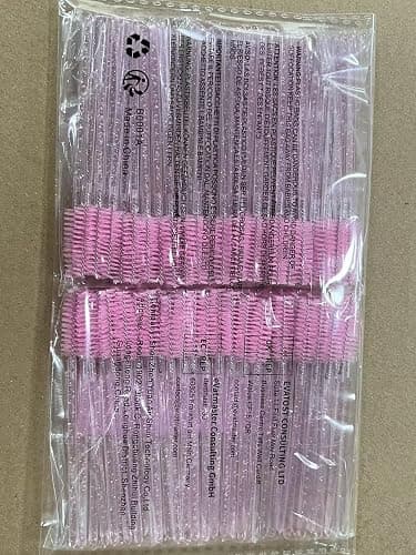 G2PLUS 100 PCS Disposable Eyelash Brushes Spoolies: Pink Crystal Mascara Wands Applicator for Eyelash Extensions thumbnail 6