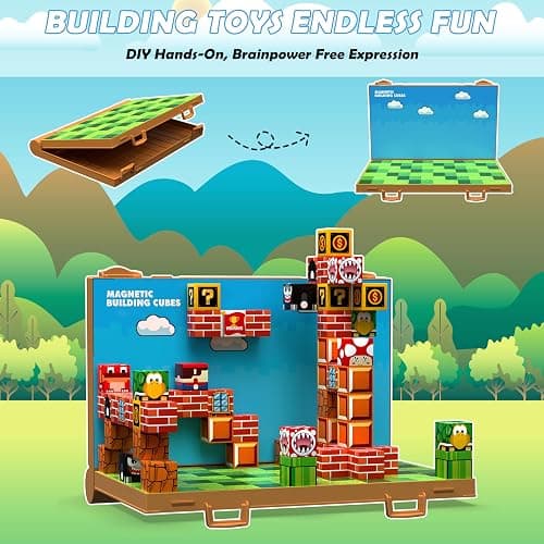 Magnetic Blocks, Build 3D Magnet Building Toys World with Magnetic Tiles, Foldable Magnet Board, STEM Sensory Toy for Kids, Toy Building Sets Gifts for Age 3 4 5 6-10 Year Old Boys Girls thumbnail 4