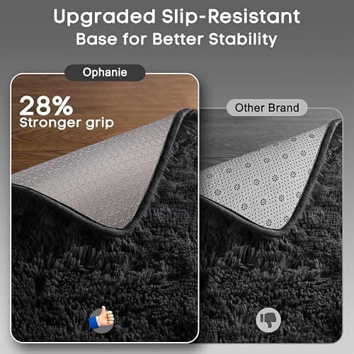 Ophanie Black Area Rugs for Bedroom Living Room, 4x6 Fluffy Fuzzy Shag Shaggy Carpet Soft Plush Furry Bedside Rug, Indoor Floor Rug for Kids Girls Boys Home Decor Aesthetic, Dorm Nursery thumbnail 4