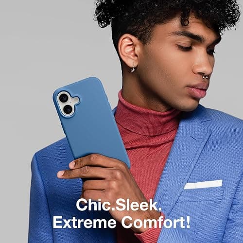 GONEZ Magnetic for iPhone 16 Case, Compatible with MagSafe, [Screen Protector + Camera Lens Protector], Liquid Silicone Shockproof Protective Phone Case for iPhone 16 6.1", Lake Blue thumbnail 9