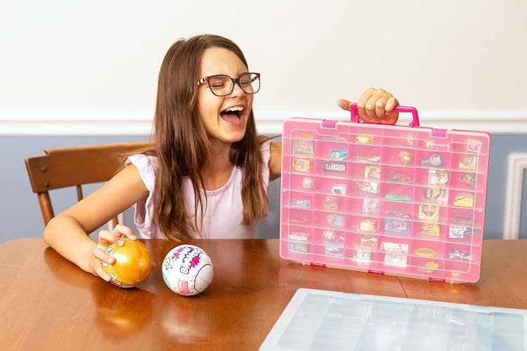 Plastic Toy Storage Case Compatible with Mini Brands Collector Toys, Shopkins, Real Littles, and LOL Surprise Series 1, 2, 3, 4, Collectible Minibrands Compartments for create masterchef (Pink) thumbnail 2