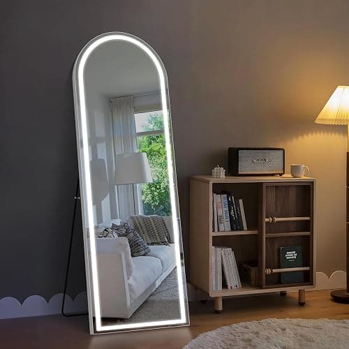 CILIBER LED Mirror Full Length, 63"x20" Full Length Mirror with Lights Arched Top, Arch Lighted Full Body Mirror, Wall Mounted Mirror Dimming with 3 Color Modes thumbnail 3