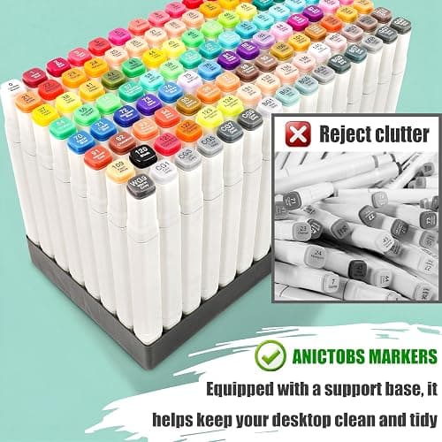 ANICTOBS Alcohol Markers 120 Colors with Base Support, Drawing Art Markers Perfect for Students Kids and Adults Comics Sketching Illustration Artistic Creation Gift thumbnail 3