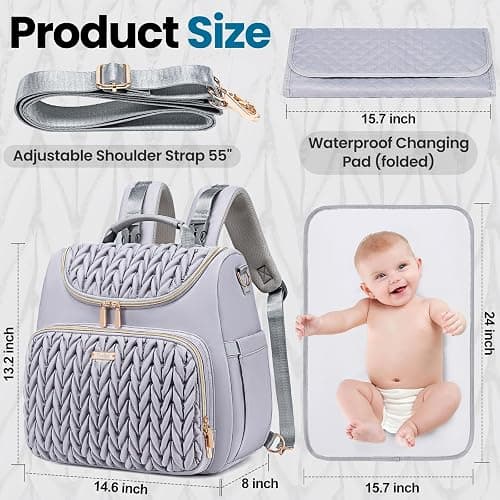 Tealari 4 in 1 Convertible Diaper Bag Backpack,Waterproof Baby Diaper Bag with Changing Pad,Converts into Baby Tote Bag,Diaper Backpack,Stroller Bag and Crossbody Diaper Bag thumbnail 2