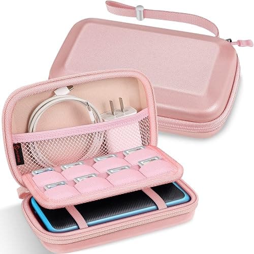 Fintie Carrying Case for Nintendo New 2DS XL LL/New 3DS / 2DS / 3DS XL LL, Protective Hard Shell Portable Travel Cover Pouch with Game Card Slots & Inner Pocket, Rose Gold - Image 1