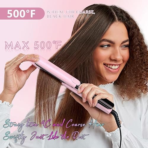 DORISILK 500 Degree High Temp Professional Hair Straightenr ， Ceramic Wide Flat Iron ，2 in 1 Hair Straightener and Curler，Plasma Flat Iron Hair Straightener Get Frizz-Free and Shiny (Purple) thumbnail 2