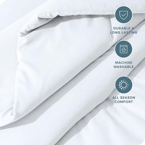 Bare Home Comforter Set - Queen Size - Ultra-Soft - Goose Down Alternative - Premium 1800 Series - All Season Warmth Comforter (Queen, White) thumbnail 2